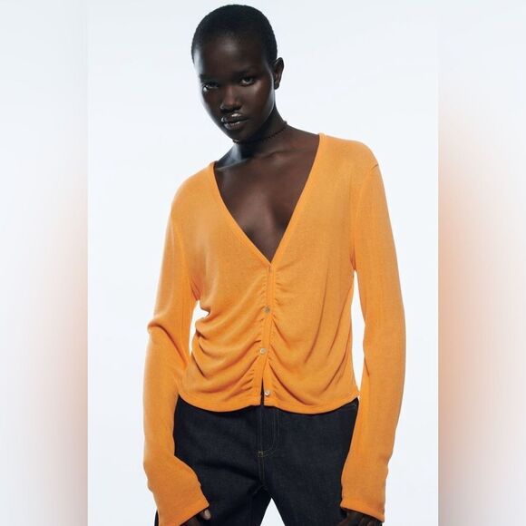 ZARA BUTTONED RUCHED JACKET - Picture 3 of 8